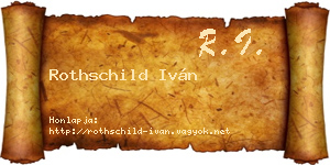 Rothschild Iván névjegykártya